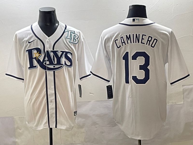 Men 2025 Tampa Bay Rays #13 Caminero White Game Nike MLB Jersey style 6